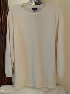 Talbots Ivory Cashmere Crewneck Sweater - Women's Long Sleeve Classic